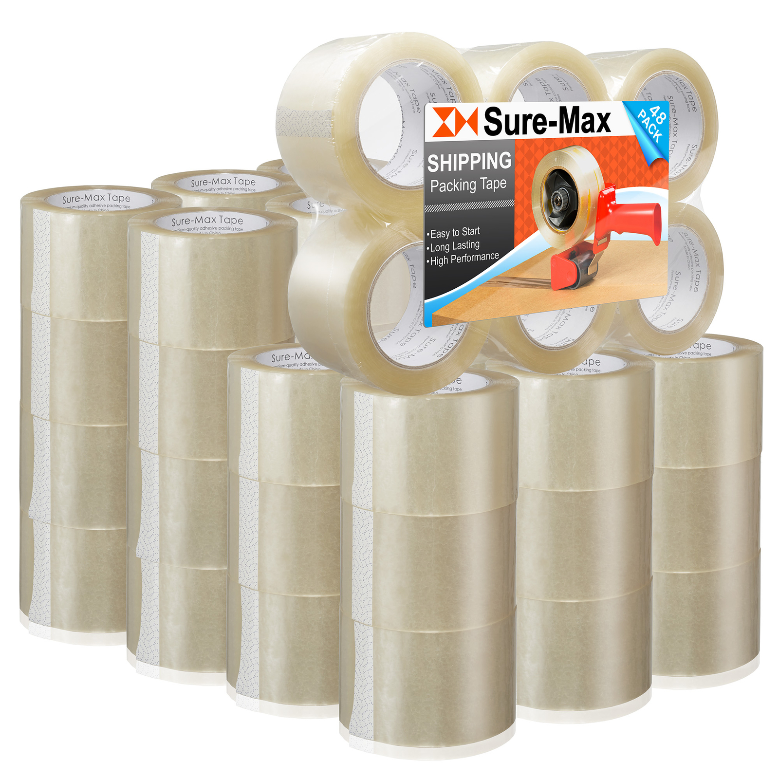 48 Rolls 3″ Extra-Wide Clear Shipping Packing Moving Tape 110 yds/330′ ea – 2mil