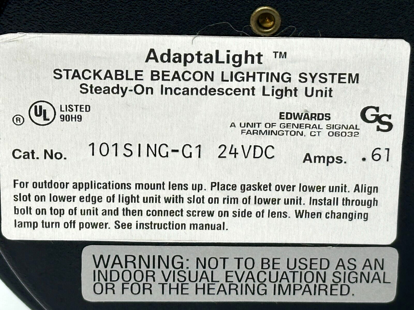Edwards 101SING-G1 AdaptaLight 101 Series Stackable Beacon Light Green .61A 24V