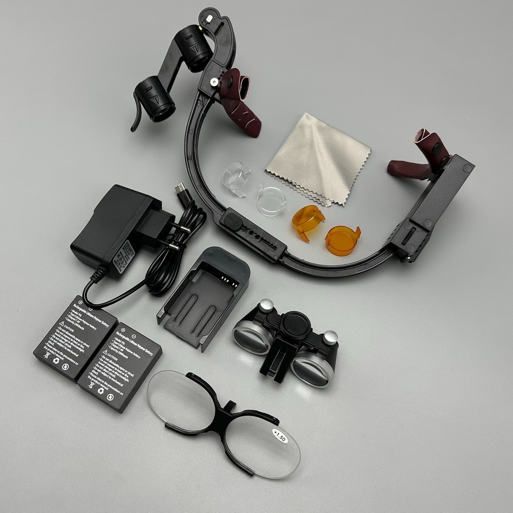 Dental Surgical Binocular Loupe Magnifier Glasses 3.5x Medical LED Head Light US