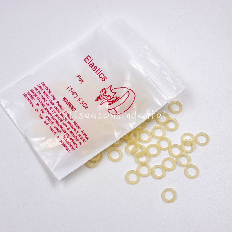 100 Pcs/Pack Dental Latex Rubber Band Orthodontic Elastic 6.5Oz Fox 1/4”(6.4mm)
