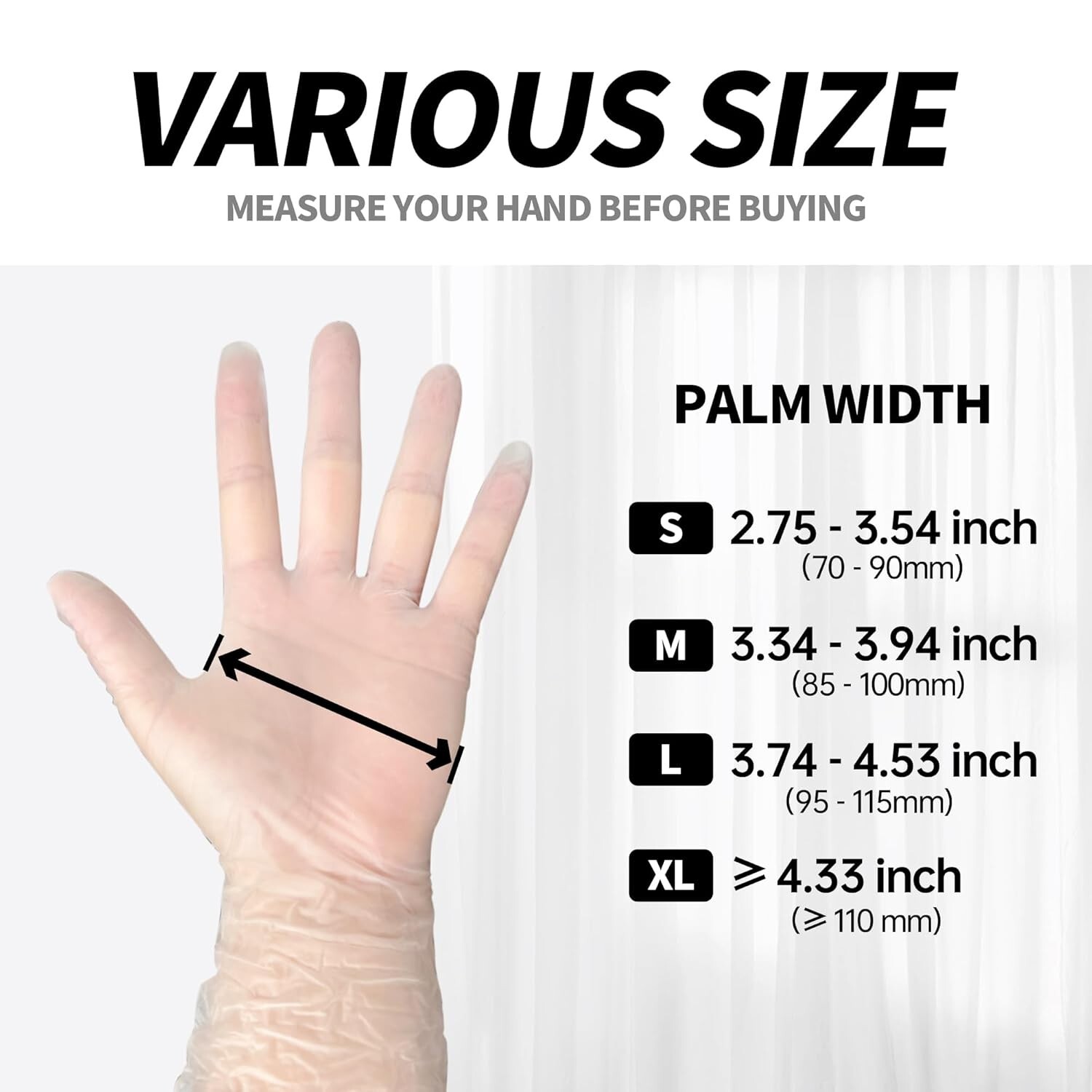 1000 Clear Vinyl Exam Disposable Gloves, Latex-Free & Powder-Free(Size: S-XL)