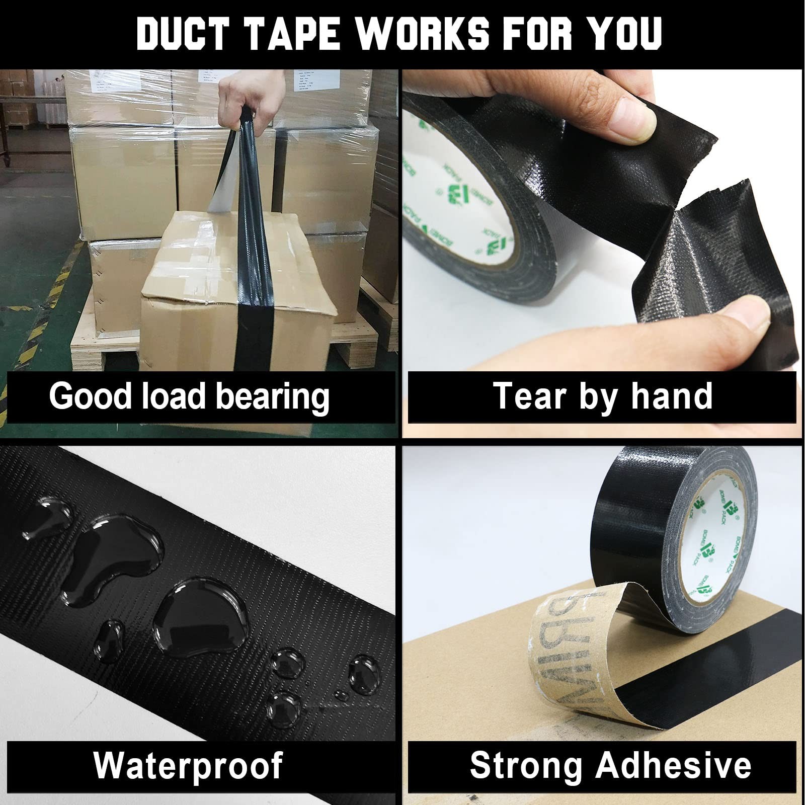 Duct Tape 1.5 inches Wide Black Industrial Grade 1.5 inches x 60 Yards 179 ft…