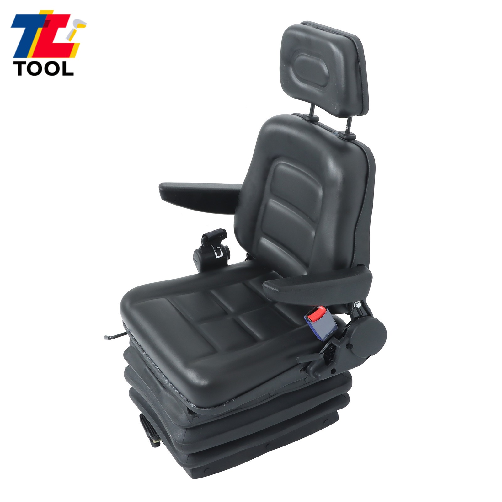 Forklift Tractor Seat Suspension Adjustable Backrest Armrest Safety Belt