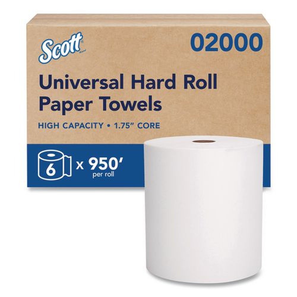 Scott 02000 8 in. x 950 ft. Essential Hard Roll Towels – White (6 Rolls/CT) New