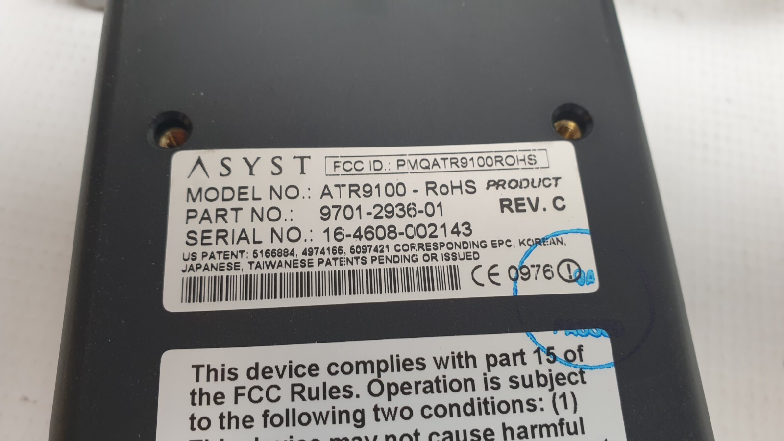 ASYST ADVANTAG® 9100 ATR9100 RoHS Reader/Writer Module with Antenna and Cable