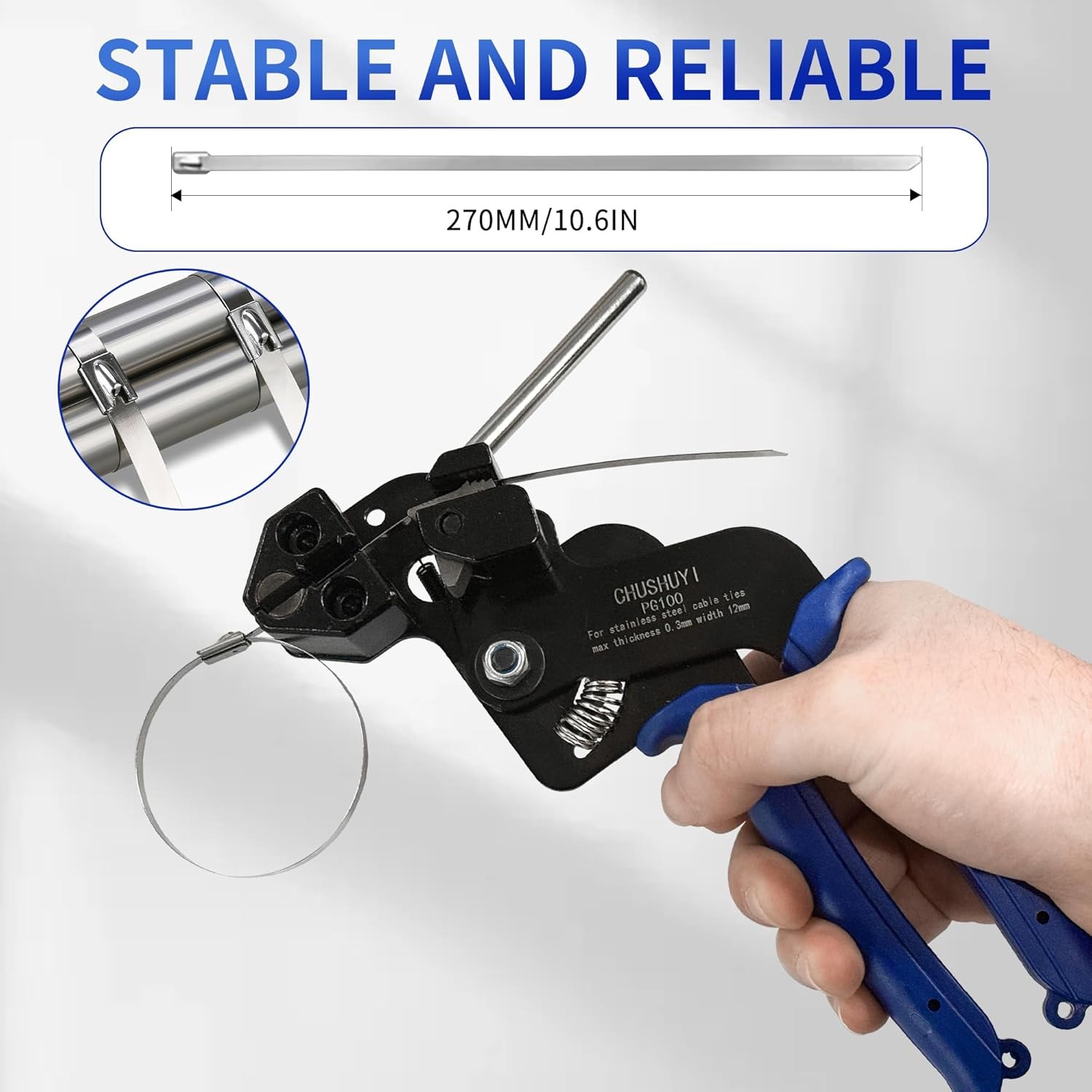 200pcs Metal Zip Ties with Stainless Steel Cable Tie Gun Special Tool For Silver