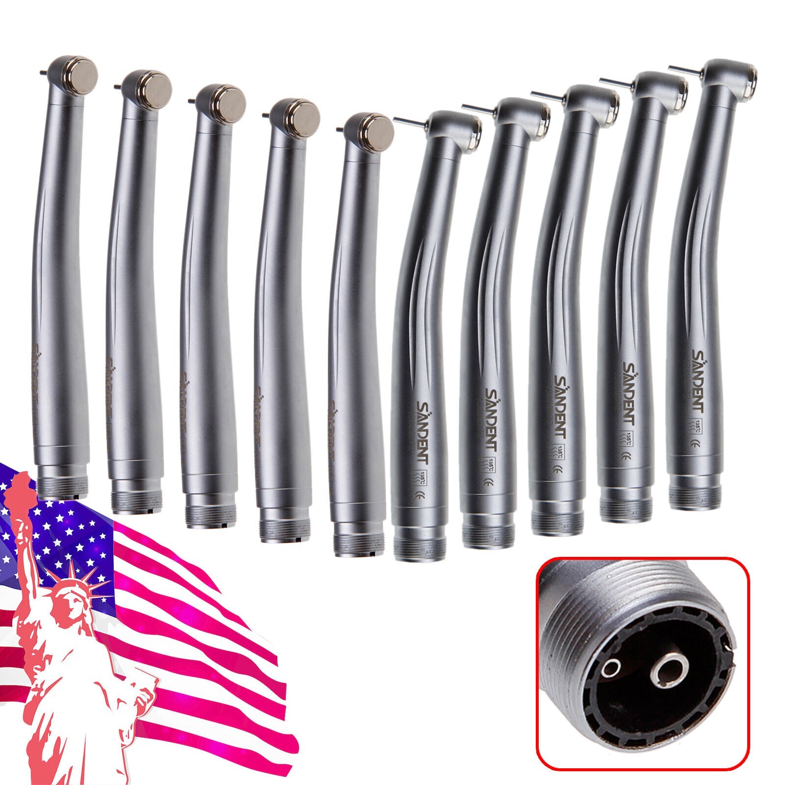 10 PCS NSK Pana Max Style Dental High Speed Turbine Handpiece Push Button 2Holes
