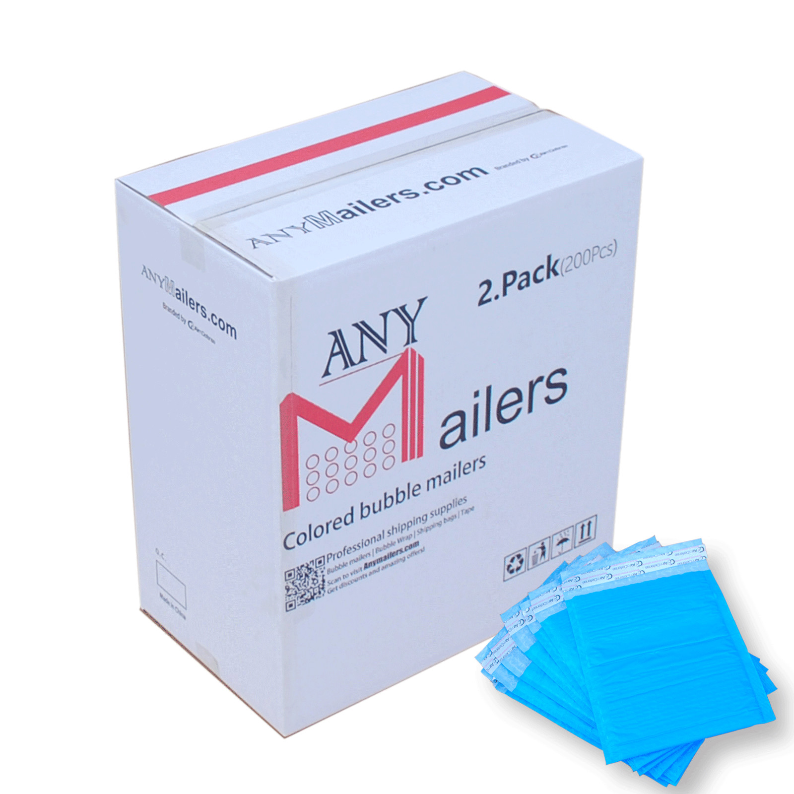 AirnDefense 200 #2 8.5X12″ Blue Poly Bubble Mailers Shipping Padded Envelope