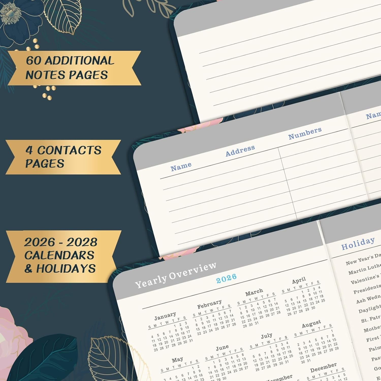 Stylish 2026-2028 Pocket Planner: Flexible 3- Monthly Planner, 6.3″ x 3.8″
