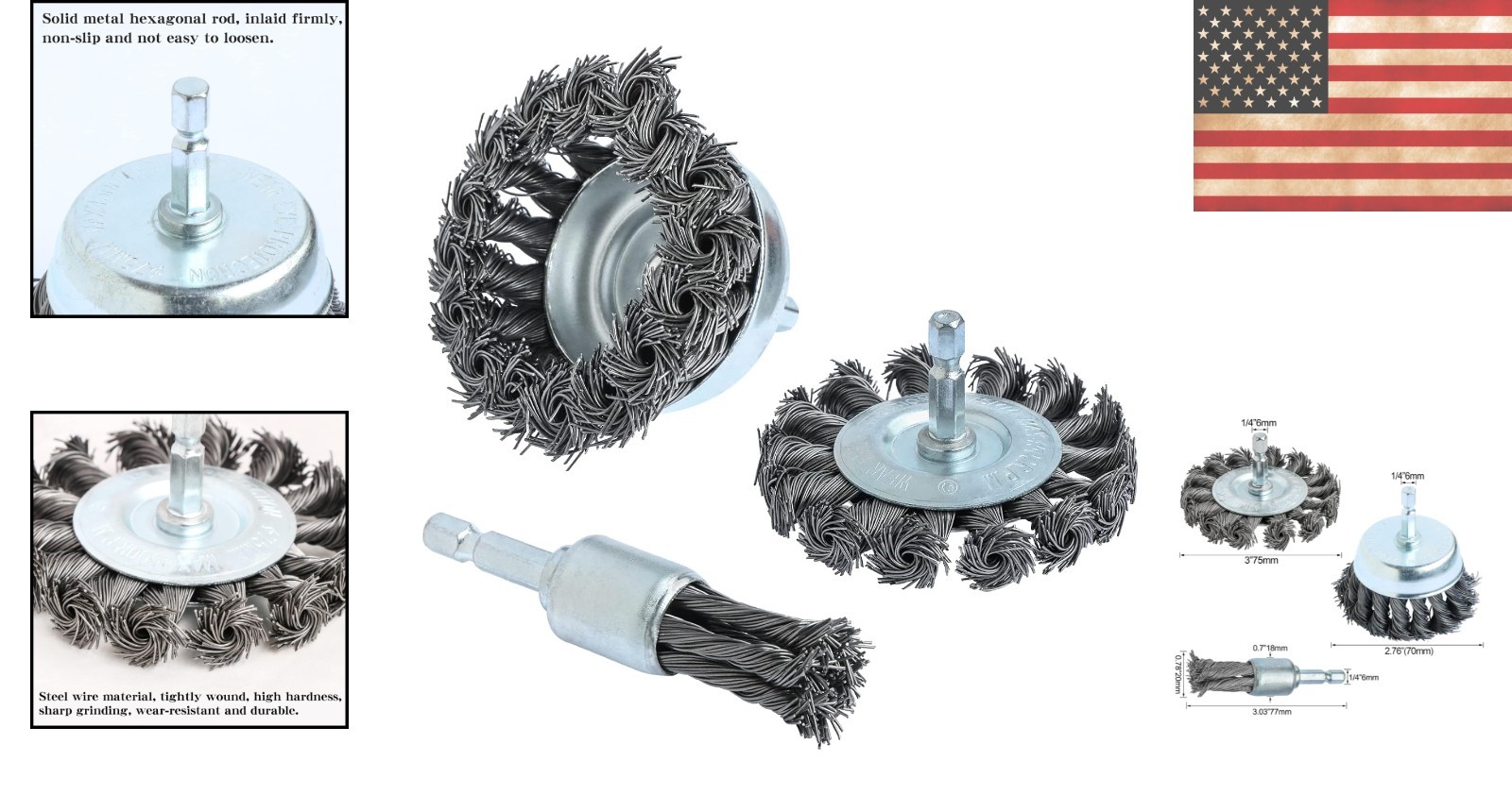 Professional 3-Piece Knotted Wire Brush Set – Ideal for Heavy-Duty Cleaning