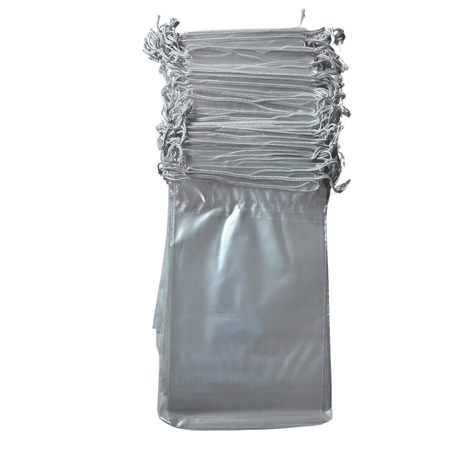 Poly Plastic Bags Double Drawstring Clear 2 MIL High Clarity (50 Qty 5″ x 8″)