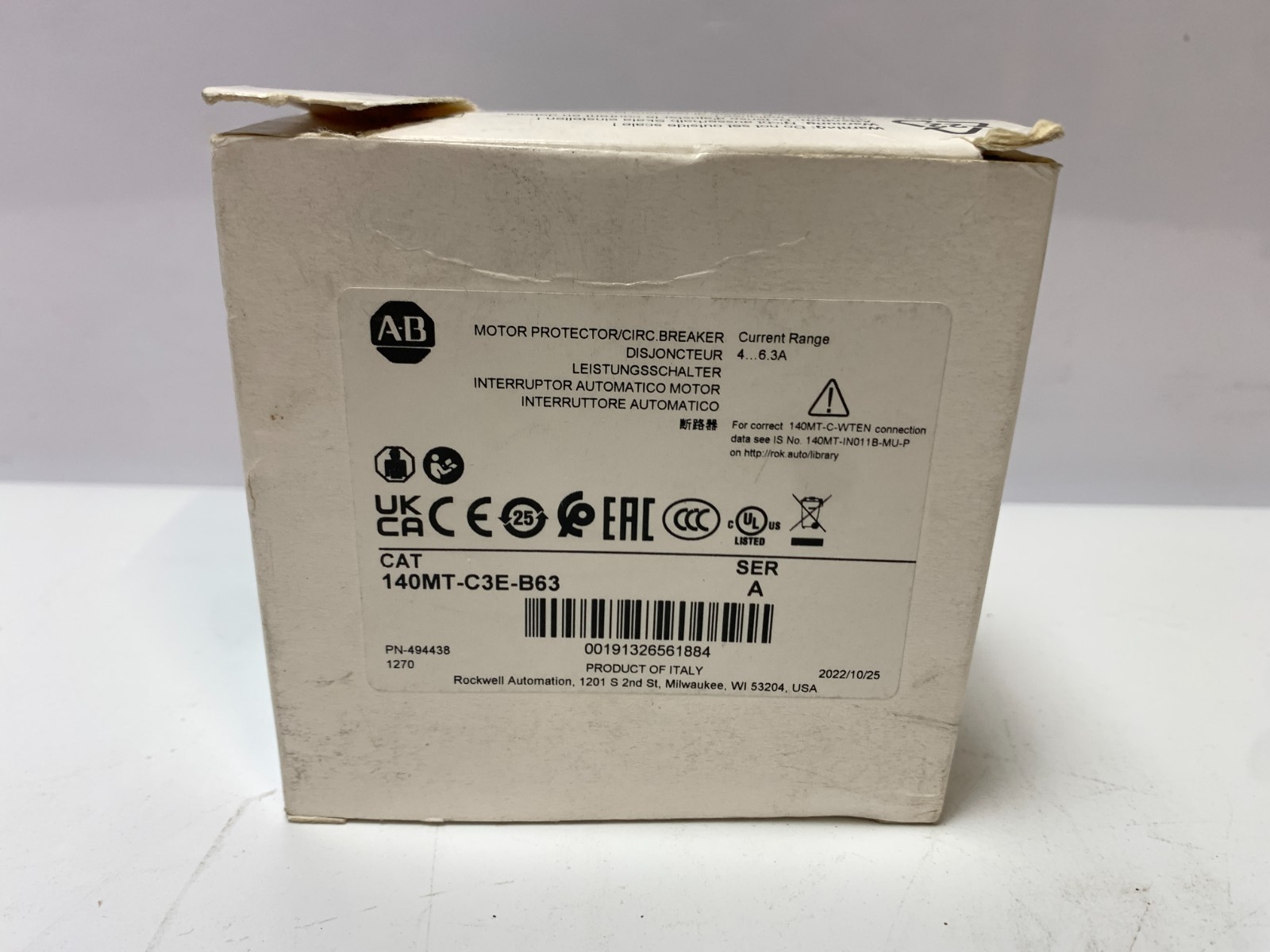 ALLEN BRADLEY 140MT-C3E-B63 Motor Protector / Circuit Breaker – NEW