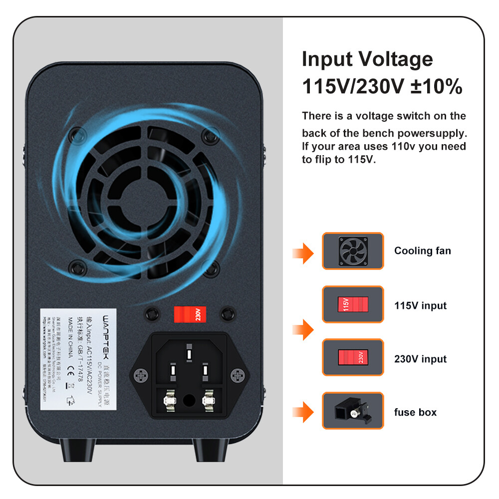 Adjustable 0-30/60/120V 0-2/3/5/10A Lab DC Power Supply Variable Bench Switching
