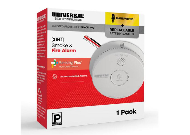 USI Hardwired and 1-Year Battery Backup Smoke Detector with Photoelectric Sensor