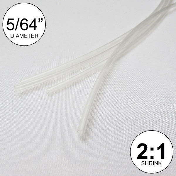 5/64″ ID Clear Heat Shrink Tube 2:1 ratio wrap (6×9″ = 4 ft) inch/feet/to 2mm