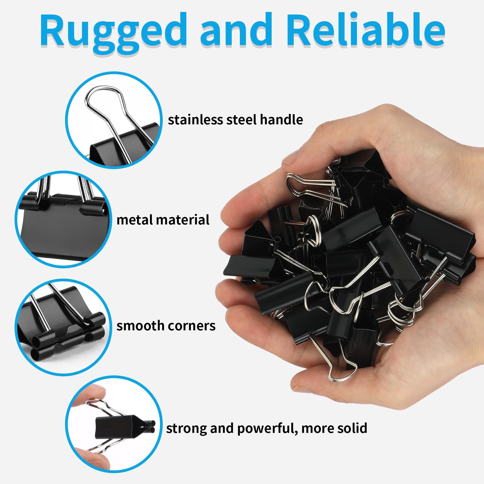 180Pcs Small Binder Clips, Mini Binder Clips, 0.63 in Clips Office Supplies