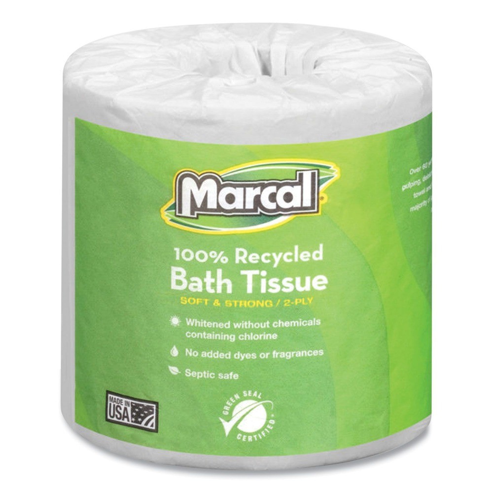 Marcal 6079 2 Ply 100% Recycled Septic Safe Bath Tissues – White (48/Carton) New