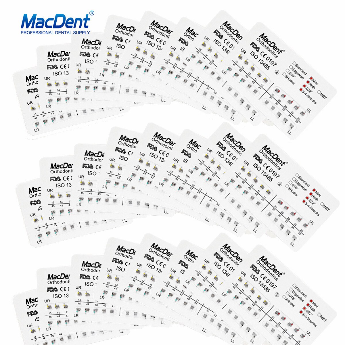 MacDent Dental Orthodontic Brackets Brace Mini Roth MBT Standard 022/018 Hooks