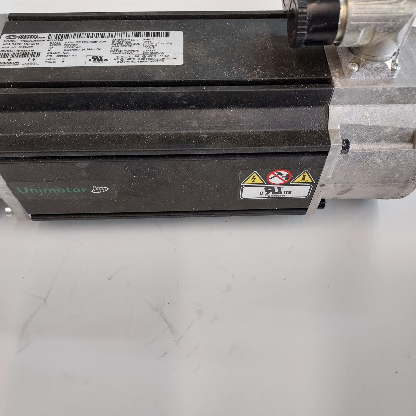 Emerson Control Techniques Unimotor Servo Motor 115E2C300 With Drive & Software