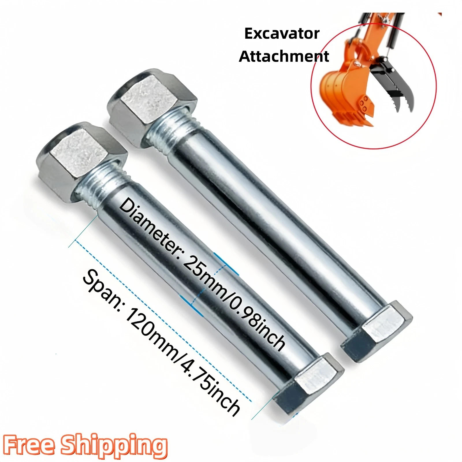 2PCS 25mm/0.98in Pins for Mini Excavator Attachment USA Stock New Steel Material