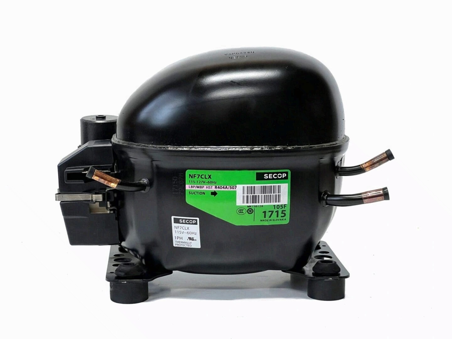 SECOP NF7CLX 1/3HP 115V 1PH 60HZ R-FOUR O FOUR LBP/MBP HST REFRIGERATION COMP.