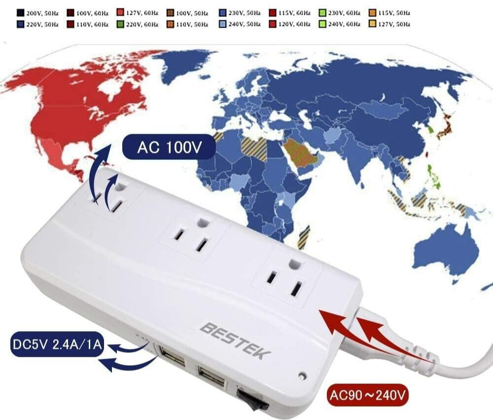 Voltage Converter 90V – 240V to 100V transformer BESTEK Japan Plug Adapter
