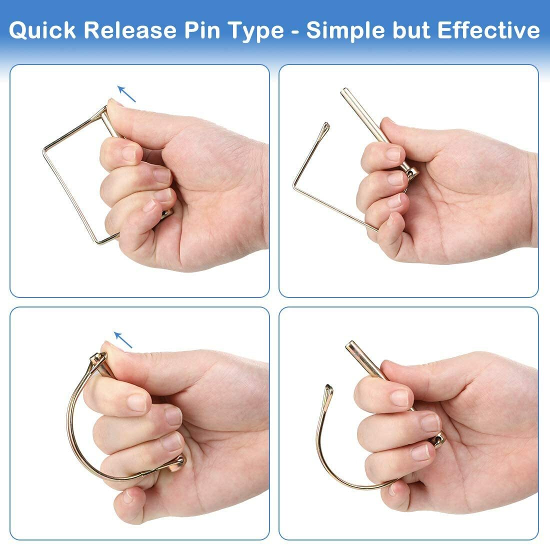 10PACK 1/4″ TRAILER COUPLER SAFETY SNAP LOCKING PIN SQUARE AND ARCH TOWING HITCH