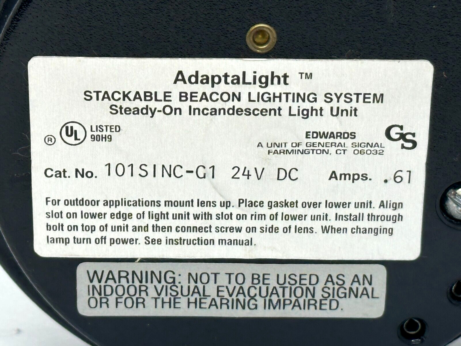 Edwards 101SINC-G1 AdaptaLight 101 Series Stackable Beacon Light Clear .61A 24V