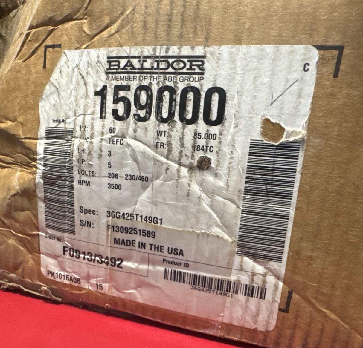Baldor Reliance Super E 5HP Electric Motor 184TC 3PH TEFC 230 460V Industrial