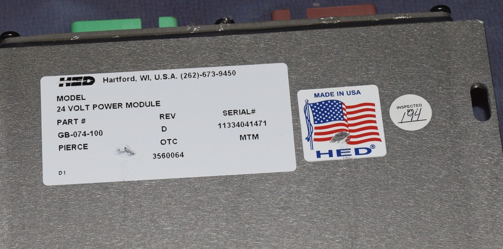 OSHKOSH 24 VOLT POWER MODULE HED GB-074-100 3560064 6130-01-558-3022 LVSR