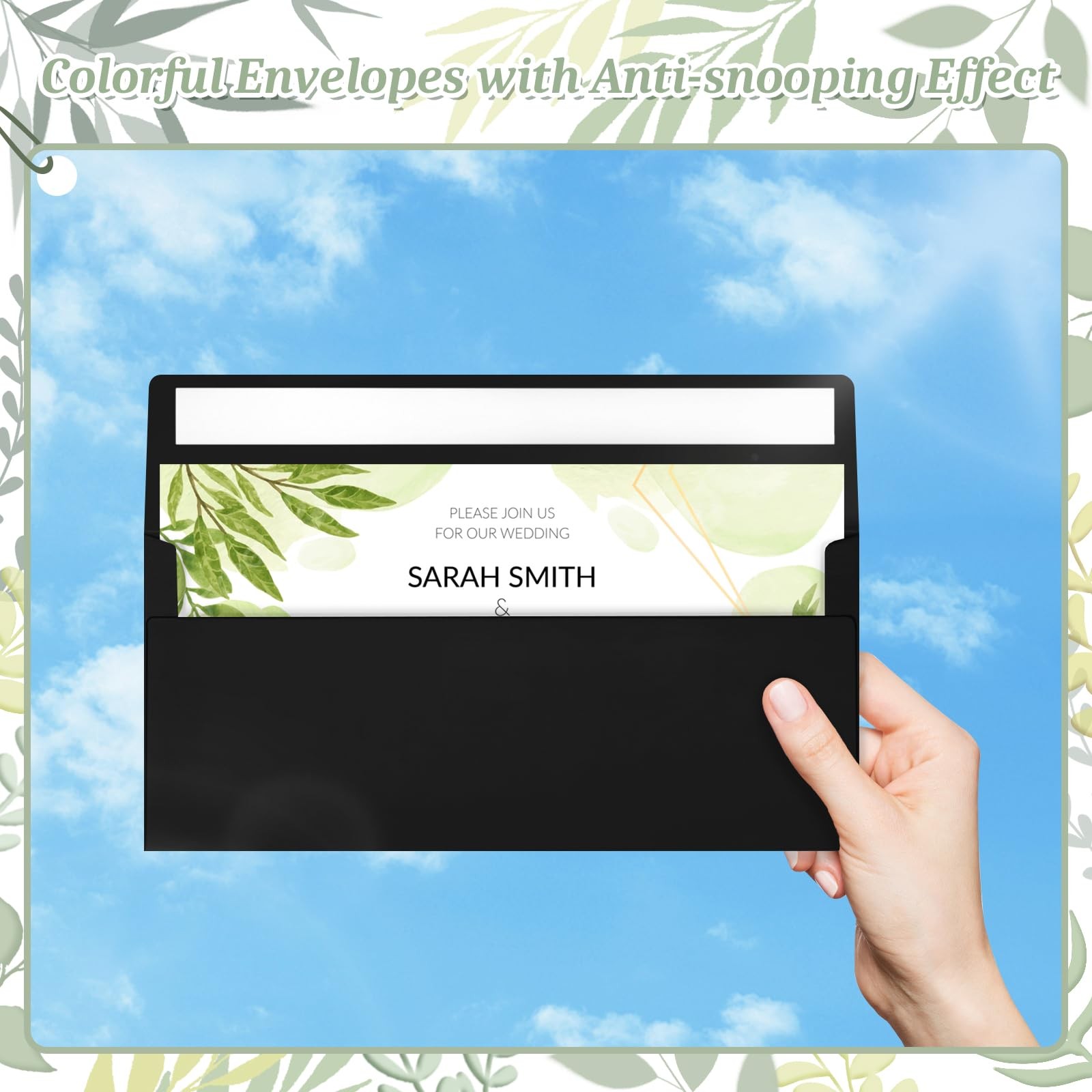 50 Pack #10 Black Business Envelopes 4-1/8×9-1/2 Self Seal Mailing Set