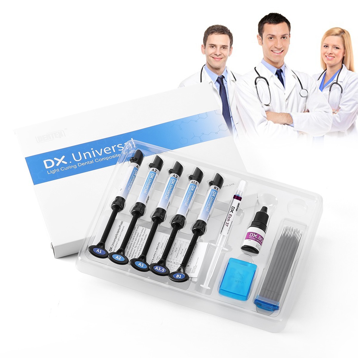 DENTEX Dental Light Cure Composite Resin Syringe Kit Shade A1 A2 A3 A3.5 B1