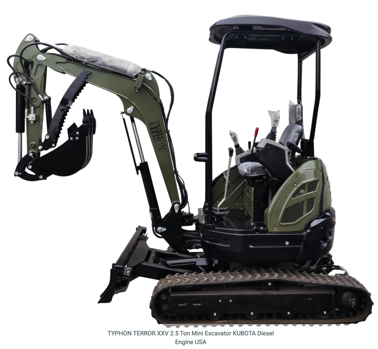 TYPHON 2.5 Ton Mini Excavator KUBOTA Diesel Engine USA w 14 attachments
