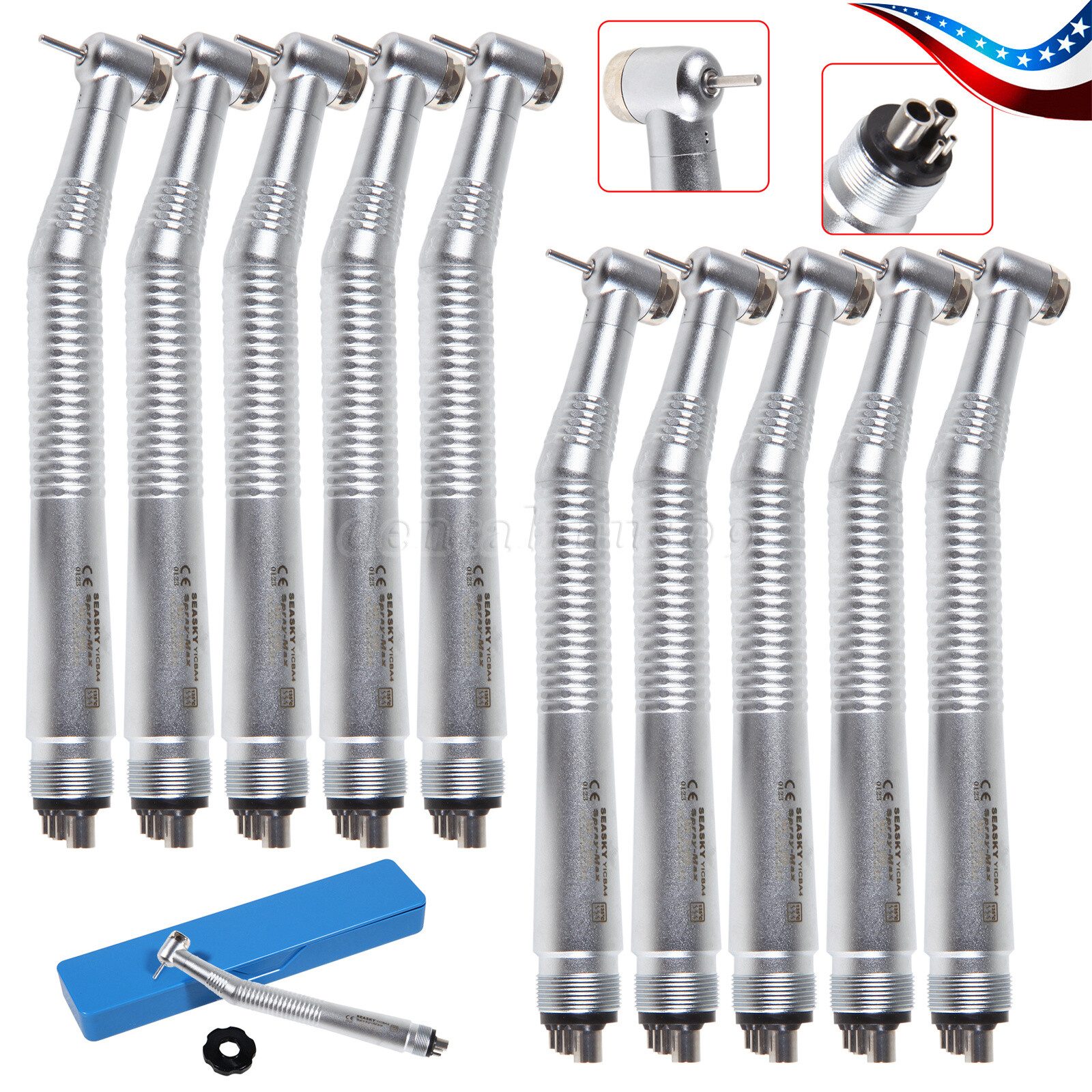 1-10 SEASKY NSK Style Dental High Speed Handpiece Push Button 4Holes Air Turbine