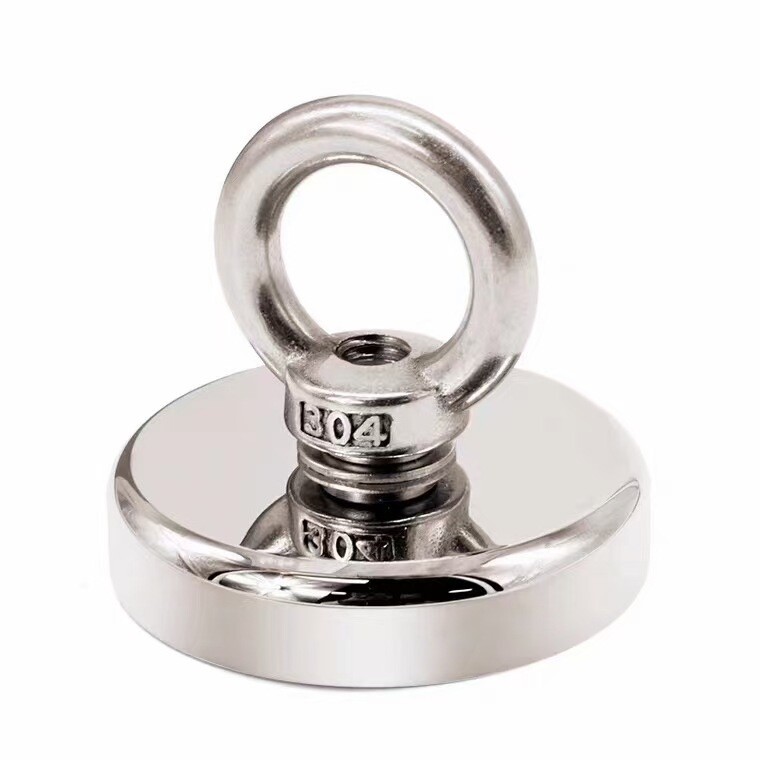 Neodymium Fishing Magnets 2 Pack, 128LBS Pulling Force Strong Round Rare Earth