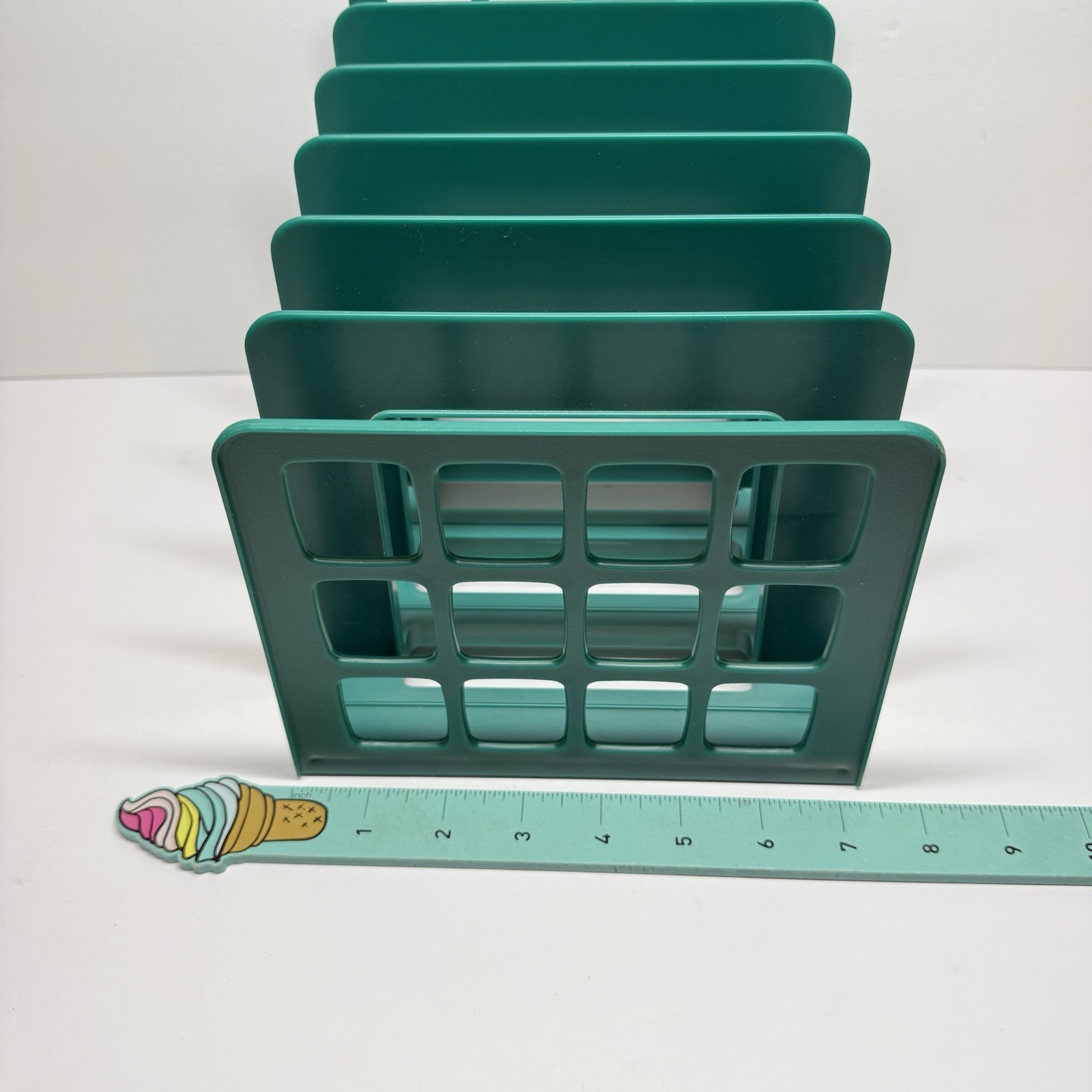 Vintage 80s-90s Oxford DecoSorter Green Plastic 6 Slot Desk File Sorter Set of 2