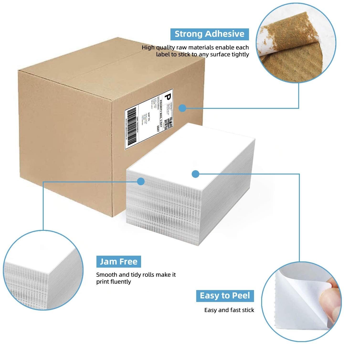 4″x6″ Direct Thermal Shipping Labels for Zebra & Rollo Printer Fanfold and Rolls