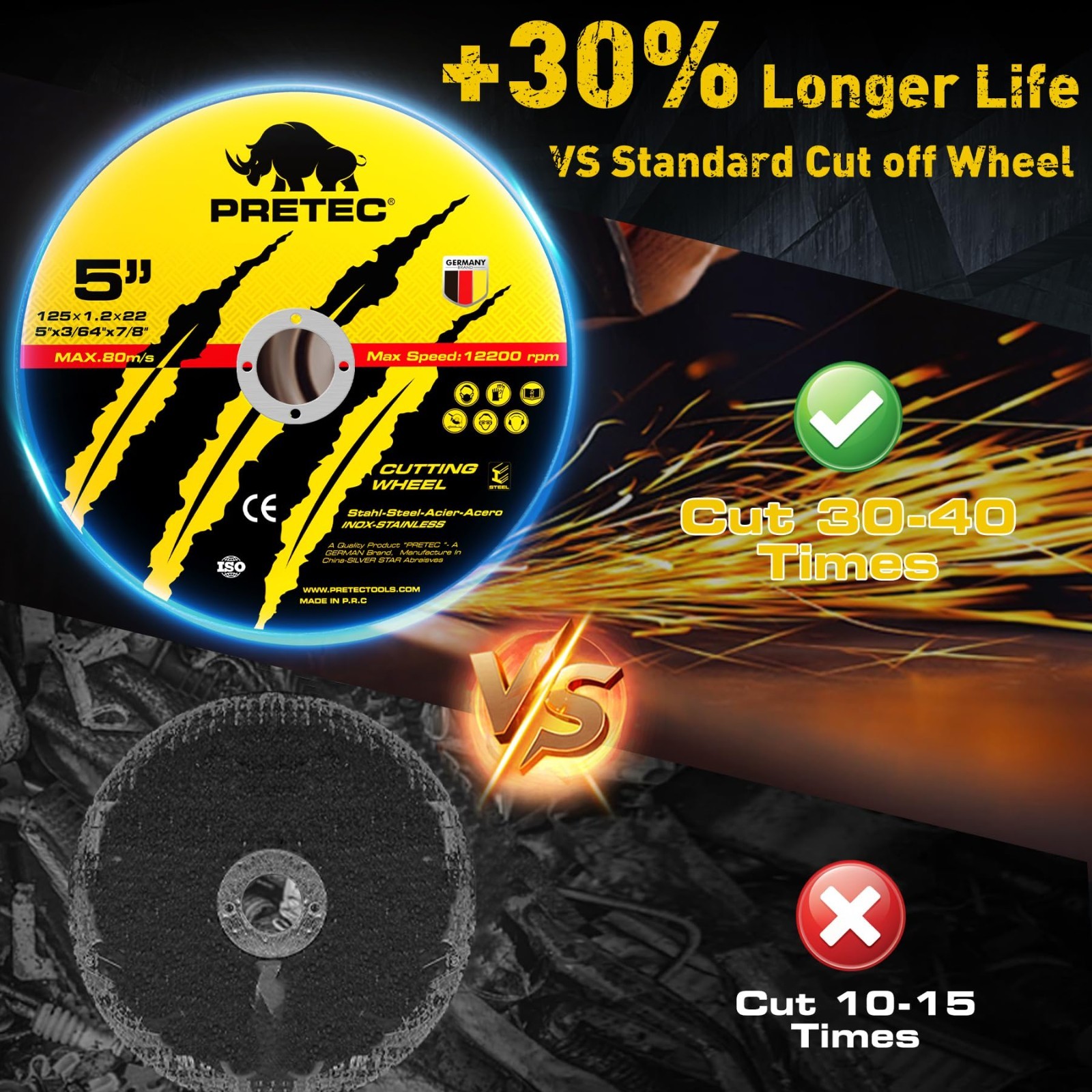 55 Pack 5″ Cut Off Wheels Metal Stainless Angle Grinder Cutting Discs 7/8″ Arbor