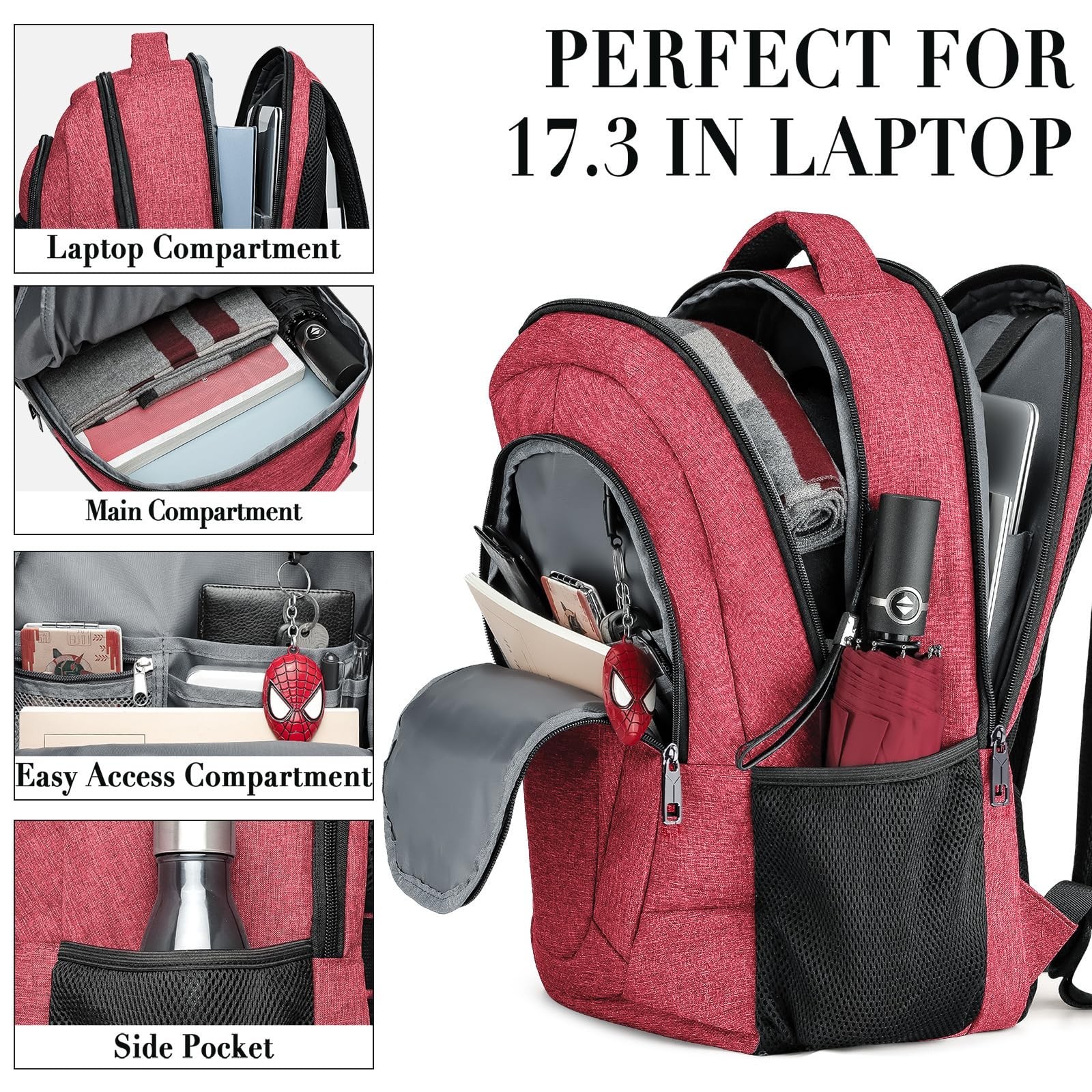 BIKROD Unisex Rose Laptop Backpack, Suitable for College Students, 17-inch La…