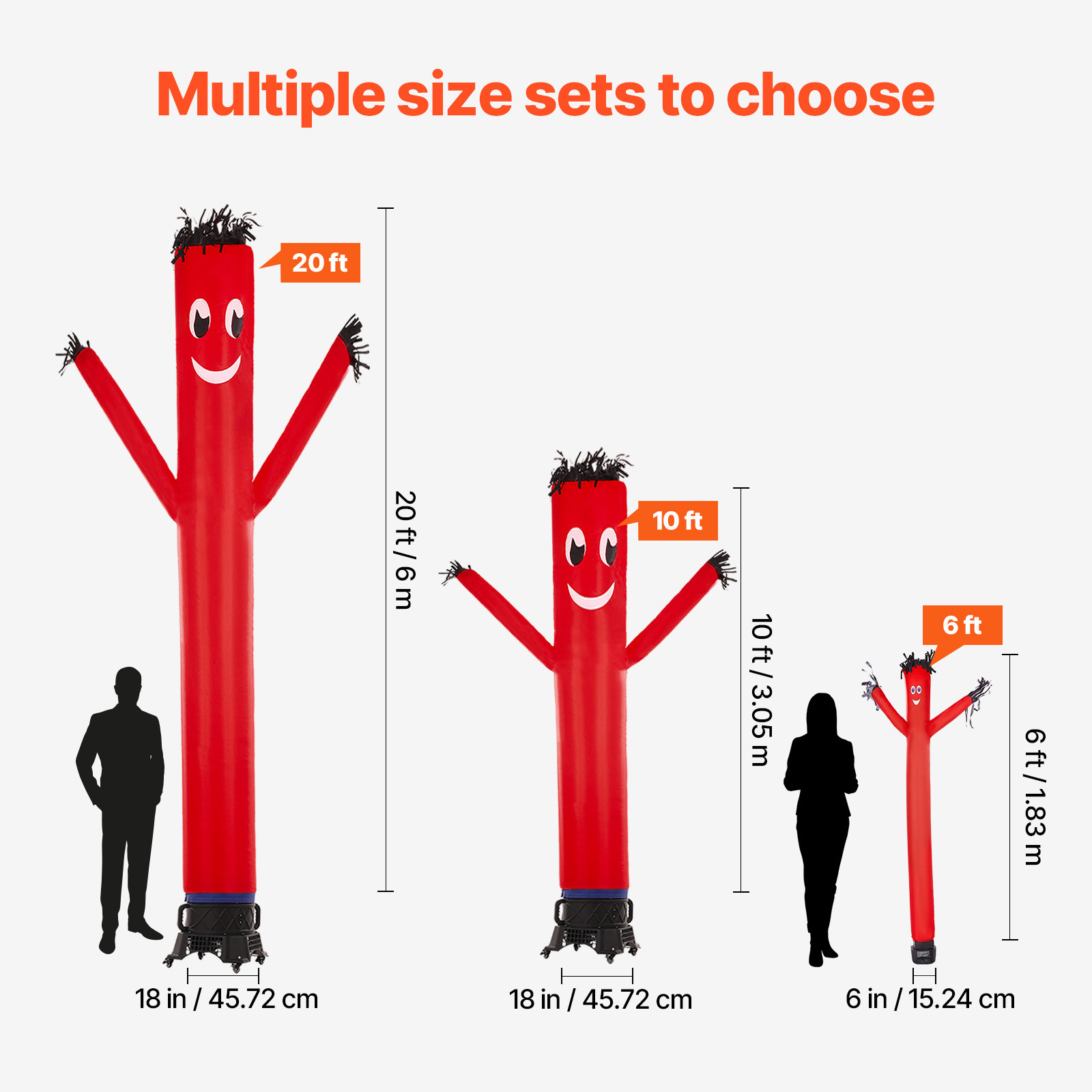 VEVOR 20 ft Wacky Waving Inflatable Tube Man with 1 HP Blower Fan