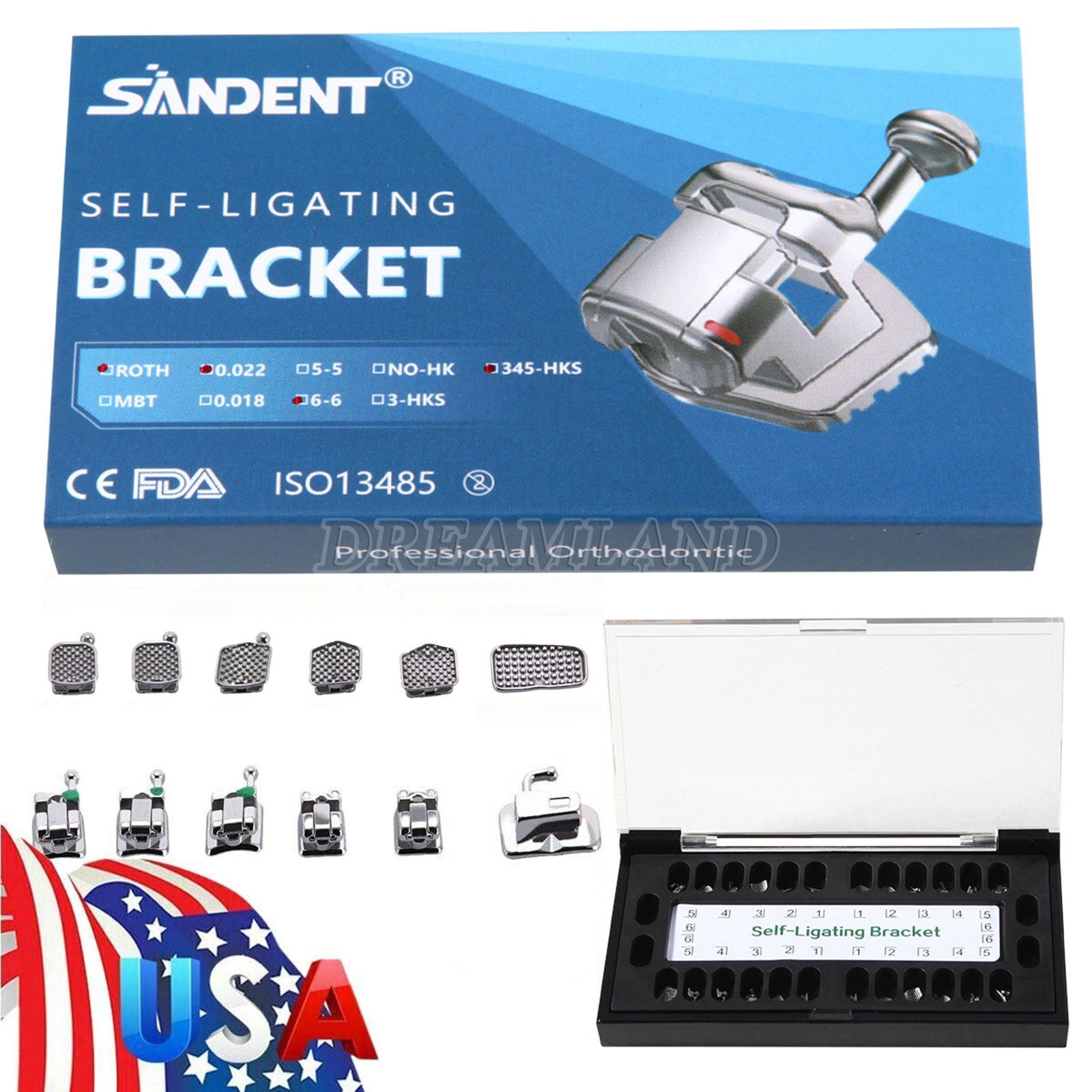 10 Packs Dental Orthodontic Bracket Braces Ceramic MBT 022 with 3-4-5 Hooks