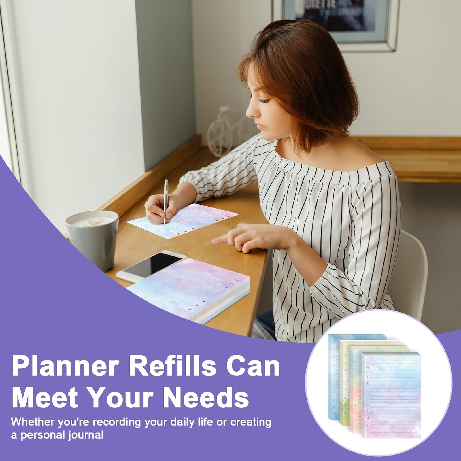 A5 Watercolor Refill Paper 600 Sheets 100GSM for Planner Notebook Loose Leaf