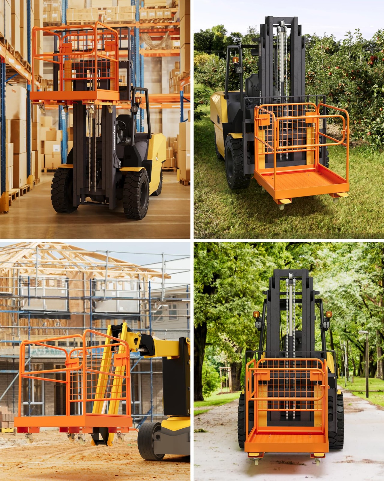 Forklift Safety Cage 36″x36″ Man Basket with Guardrail 1200 lbs for 1-3 People