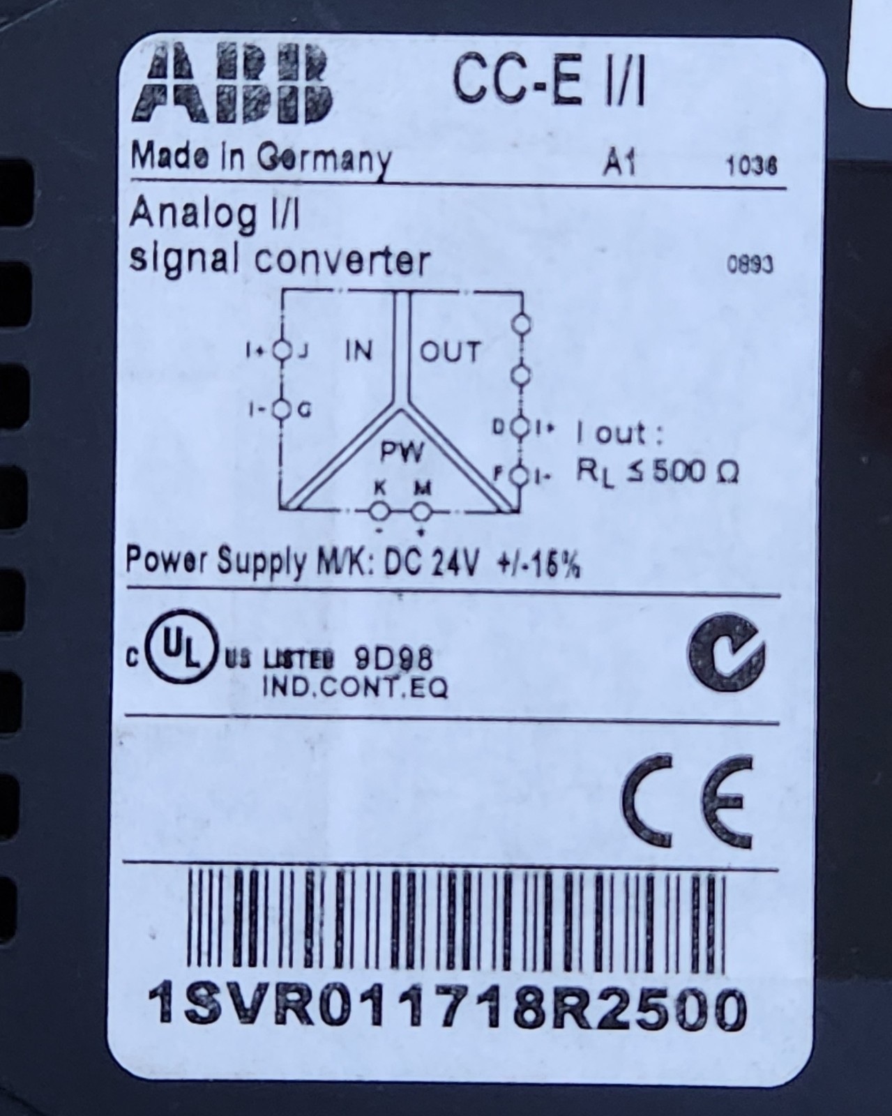 CC-E I/I ABB ANALOG SIGNAL CONVERTER 1SVR011718R2500