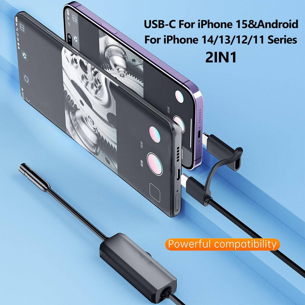 USB-C Direct Plug To iPhone 15 Android iOS Borescope Endoscope Inspection Camera