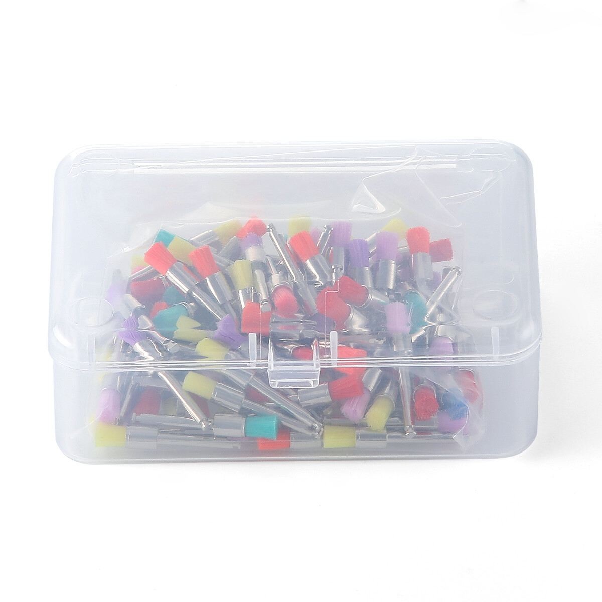 100 Brush Dental Nylon Materials Closure Latch Flat Type Rainbow Polishing Brush