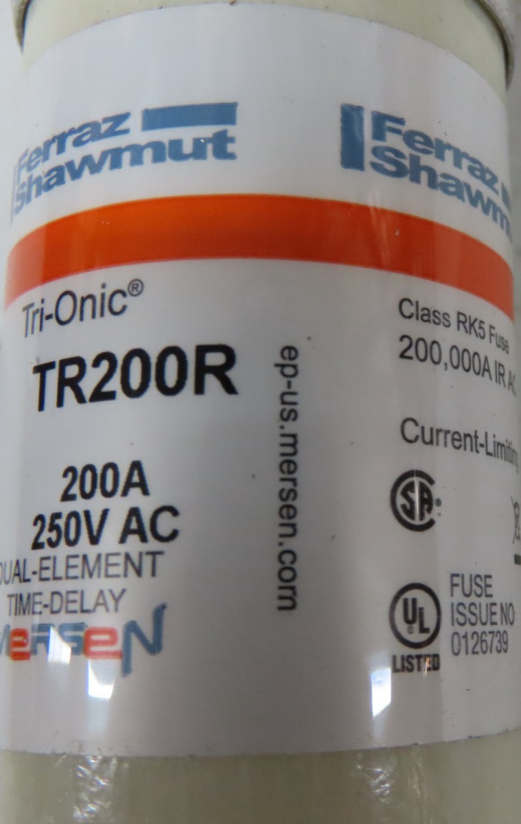 Mersen TR200R Tri-onic Class RK5 Fuse 250V 200A Dual-Element Time-Delay (Qty 1)