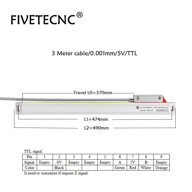 1um Slim Linear Scale Optical Encoder 100 150 200 250 300 350 400mm Travel TTL