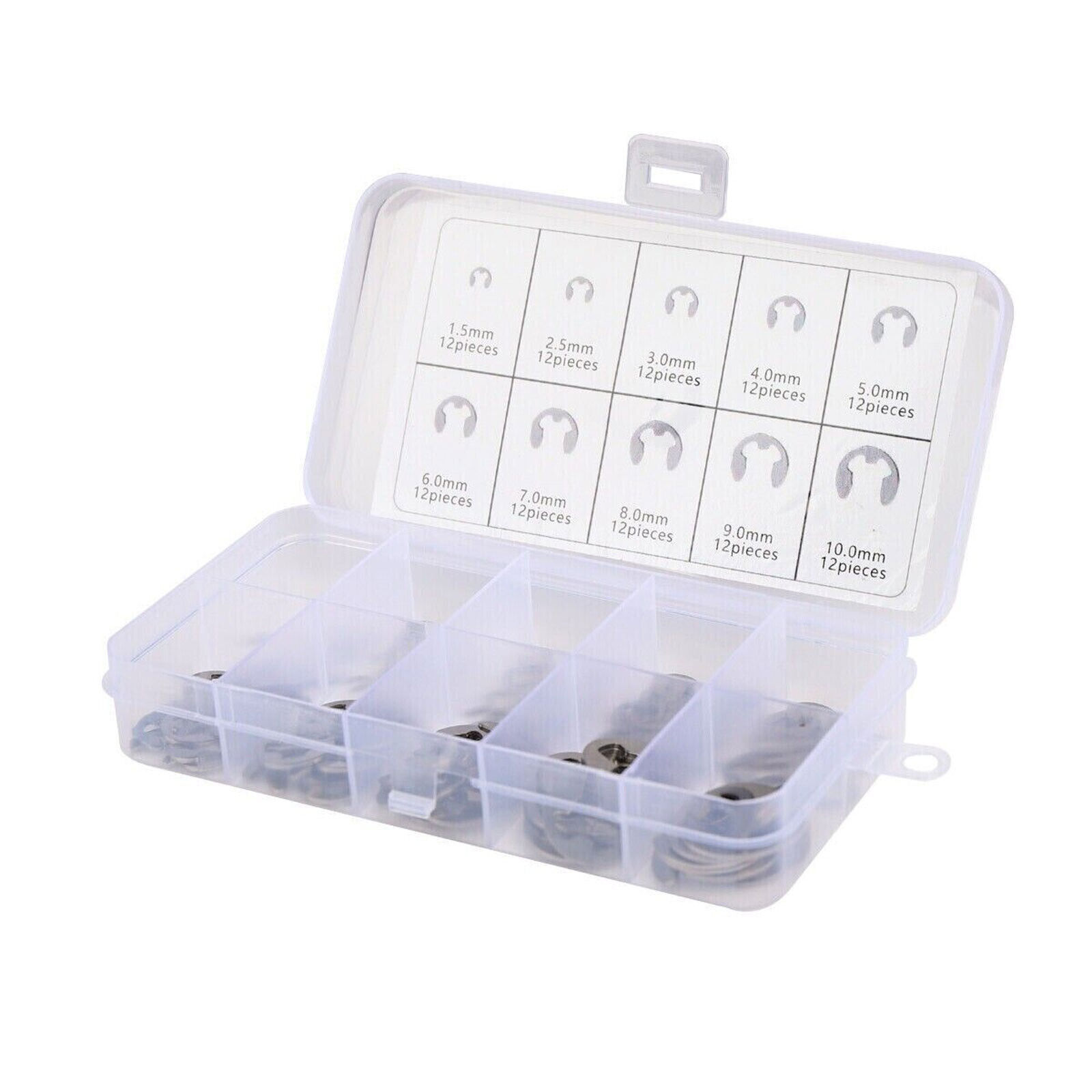 120Pcs Stainless Steel E Clips C Circlip Kit Retaining Ring Assorted 1.5 to 10mm