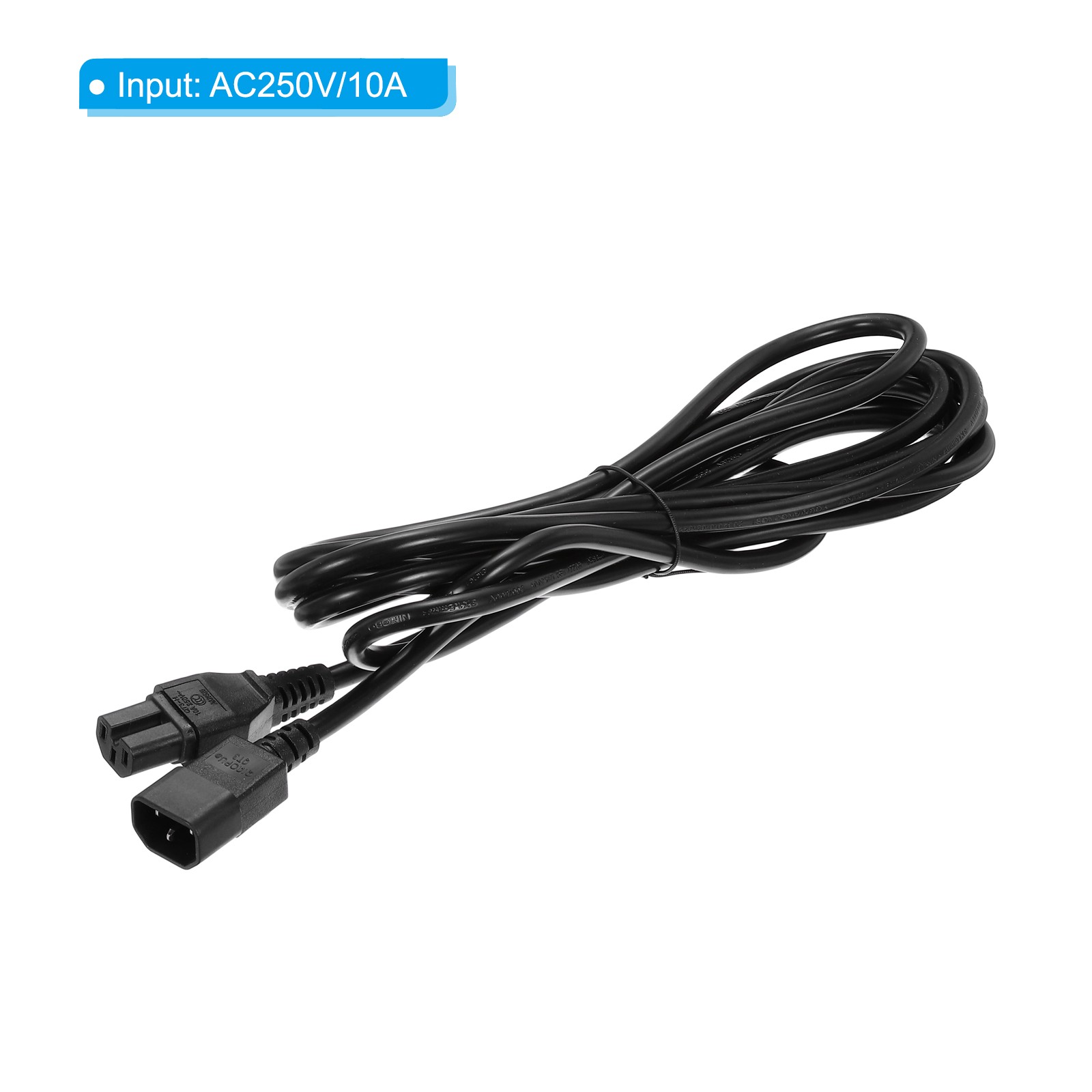 AC Power Cord 3 Prong C14 Male to C15 Female 1.5mm2 5m 16.4Ft 250V 10A